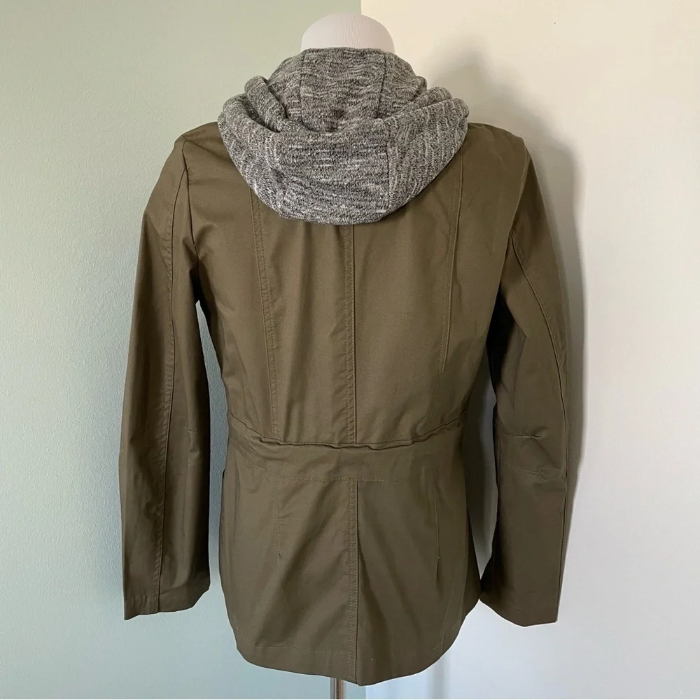 Love Tree Women’s Hooded Double Zip Army Green Utility Jacket Size Small - Picture 10 of 13